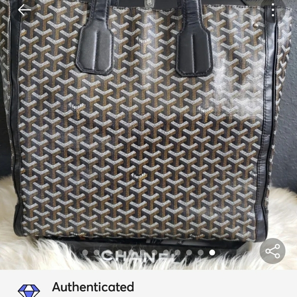 ❗ SOLD ❗ Stunning Goyard Voltaire Black & Brown Chevron Tote Bag - Picture 16 of 16